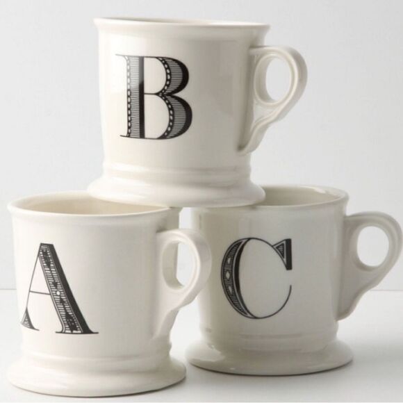 Anthropologie White Monogram S Pedestal Mug - Picture 2 of 12